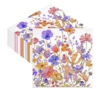40Pcs Disposable Floral Paper Napkins, 33x33cm Colorful Flower Patterned Serviettes Tissue for Afternoon Tea Birthday Wedding Baby Shower Party Decorations(D)