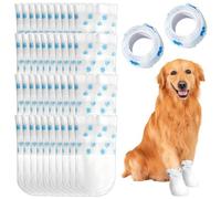 40pcs Disposable Waterproof Dog Boots Socks + 2 Rolls Adjustable Straps | Stop Licking Protector & Easy Adjustable Bandage | Indoor/Outdoor Walking & Post-Surgery Recovery for Medium Dogs