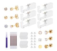 40Pcs Ear Piercing Gun Kit, Disposable Ear Piercing Kit, Include 6Pcs Self Piercing Gun with Cubic Zirconia Earrings Stud, 3Pair Replacement Earrings Stud & 31Pcs Piercer Tool for Your Own Use at Home