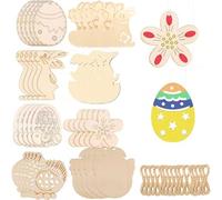 40Pcs Easter Crafts for Kids, Easter Crafts, Easter Crafts for Adults, Unfinished Hanging Embellishments Easter Wooden Eggs, Blank Wood Slices Hanging Pendant with Hole, DIY Craft for Party Home Decor