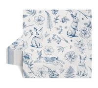 40pcs Easter Napkins, 33cm Retro Bunny Napkins Blue and White Napkin Rabbit Serviettes for Decoupage, Easter, Baby Shower, Birthday, Tea Party(2 Ply)