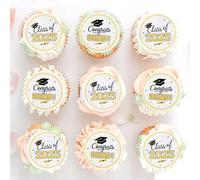 40PCS Edible 2025 Graduation Cupcake Toppers Congratulations Graduate 2025 You Did it Cupcake Picks Glutinous Rice Paper for Graduation Theme Kids Boy Girl Party Supplies red (class)