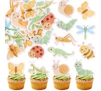 40Pcs Edible Garden Bugs Cupcake Toppers Cartoon Insect Baby Cake Toppers