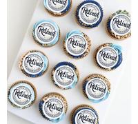 40PCS Edible Happy Retirement Cupcake Toppers New Journey Begins No Work Zone Adventure Begins Cupcake Picks Retirement Theme Farewell Birthday Party Cake Decorations Supplies pink (black)