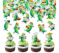 40Pcs Edible Pickle Cupcake Toppers Green Pickles Cucumber Party Decorations Kind of a Big Dill Cupcake Toppers Pickle Theme Baby Shower Kind of A Big Dill Party Supplies