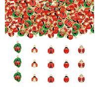 40Pcs Enamel Ladybug Charms Bulk, Gold Alloy Bug for Jewelry Making | Bracelets Necklaces Earrings Keychains DIY Accessories
