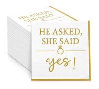 40pcs Engaged Decorations Engaged Napkins She Said Yes Napkins White and Rose Gold Engagement Cocktail Paper Napkin for Engagement Party Decorations and Wedding Bridal Shower Party Supplies