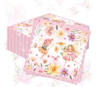 40PCS Fairy Mushrooms Napkins Mushrooms Napkins Flower Napkins Tea Party Napkin Wildflower Party Decorations for Wedding Baby Shower Bridal Shower