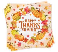 40Pcs Fall Napkins,Fall Party Decorations,Pumpkin Maple Leaves Paper Napkins,Disposable Thanksgiving Serviette for Autumn Harvest Festival Holiday Party Supplies