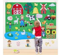 40Pcs Farm Animals Felt Story Board Set, 3.5 Ft Toddlers Preschool Farmhouse Themed Early Learning Storytelling Flannel Board, Barnyard Domestic Livestock Interactive Play Kit for Kids