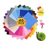 40pcs Felt Fabric Sheets, Craft Felt Pack Nonwoven Coloured Felt Sheets Cloth, Thick Felt Fabric Squares Patchwork Sewing Quilting Decor DIY Arts & Crafts Embellishment (15 * 15 cm)