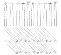 40pcs Flower Shaped Rhinestone Hair Pins for Bridesmaids | Silver Alloy Pieces, Lightweight Comfort and Firm Hold, for Bridal Photo Shoots and Evening Receptions