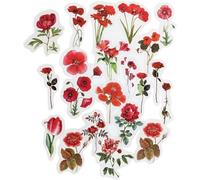 40pcs Flower Stickers, Floral Scrapbooking Stickers Vintage Scrapbook Decorative Scrapbook Plant Sticker for Diy Crafts