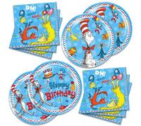 40Pcs For Dr Seuss Party Supplies include 20 plates, 20 napkins for the Dr Seuss birthday party decoration