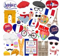 40pcs France Photo Booth Props, Htabiol French Photo Booth Props, France Party Decorations, French Party Decorations, Fit for Paris Themed Birthday, Bastille Day Decor, Eiffel Tower Decor