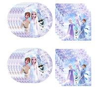 40Pcs Frozen Birthday Party Supplies, include 20 Plates and 20 Napkins, Frozen Birthday Party Decorations