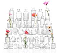 40Pcs Glass Bud Vase Set, Small Vases for Flowers, Cute Rustic Bulk Mini Vases for Home Decor, Small Vase for Table Decoration Wedding Baby Shower Birthday Party