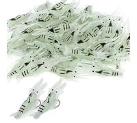 40pcs Glow in the Dark Shrimp Lures with Pre-Rigged Long Shank Hook, 4.5cm/1.77in Realistic Soft Night Fishing Bait for Bass Trout Catfish Mandarin Fish in Freshwater and Saltwater Accessories