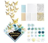 40Pcs Graduation Cap Decoration Kit, Grad Hat Decorations Artificial Flower for Grad Party Decor, Blue