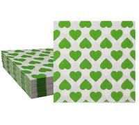 40Pcs Green Hearts Cocktail Beverage Napkins Disposable Paper Charming & Elegant Party Decor for Spring Carnival Festival Holiday Bridal & Baby Shower Valentine Love Tableware Party Supplies 6.5"