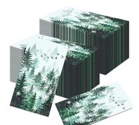 40Pcs Green Misty Forest Paper Napkins Woodland Theme Disposable Luncheon Dinner Napkins Christmas Paper Guest Towels Natural Scenery Papers Napkin Winter Wonderland Bathroom Hand Towel,4.3 x 7.9 Inch