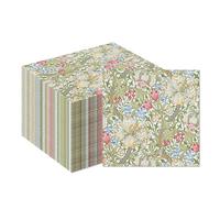 40Pcs Greenery Floral Paper Napkins William Morris Party Paper Napkins William Morris Theme Party Supplies Vintage Flowers Green Gold Wildflowers Disposable Papers Napkin for Wedding Bridal Shower