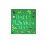 40Pcs Happy St. Patrick’s Day Napkins, Green Shamrock Paper Napkins - Disposable Saint. Patrick’s Hat Clover Dinner Napkins for Irish Event Get-together Unfolded 13x13 inches