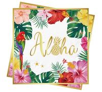 40Pcs Hawaiian Napkins Aloha Tropical Summer Napkins Hawaiian Party Decorations Summer Table Decorations 33x33cm Disposable Cocktail Birthday Tissues