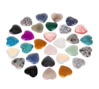 40Pcs Healing Crystals Heart Stones,Love Heart Natural Gemstones for Lover,Valentine's Day,Multi Polished Pocket Stone for Stress Relief Reiki Chakra Healing,Meditation,Balancing Yoga