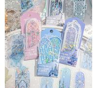 40Pcs Holographic Silver Foil Bookmarks, 4 Packs Fairytale Castle Window Glittery Transparent PVC Bookmark, Shimmery Small Book Mark for Book Lover Reader Writer Teacher Students