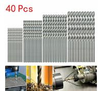 40pcs HSS Drill Bit Set with Titanium Coated, High Speed Steel Straight Shank 0.5-2mm for Mini Drill, Compatible with PCB, Thin Aluminum Iron Sheet, Plastic - 22/30/40/48mm