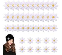 40Pcs Iron On Patches, 4 Sizes Daisy Embroidery Applique Patches, Cute Sew on/Iron On Patch for Clothing for DIY Sewing and Clothing Repair, Embroidery Flower for Jackets, Backpacks, Jeans, Shoes