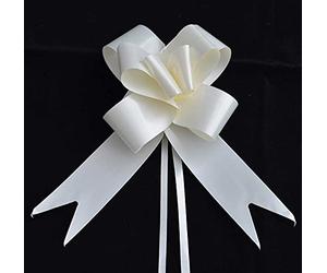 40pcs Ivory 50mm/5cm Large Ribbon Pull Bows for Party Wall, Gift Wraps, Christmas Trees, Wedding, Birthday Hampers Decoration Florist Pullbows
