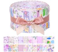 40Pcs Jelly Roll Fabric Strip,Cotton Quilting Fabric Strip Quilting Patchwork Roll DIY Craft Patchwork Rolls Floral Prints Precut Bundle for Sewing, Applique(Purple)