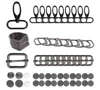 40PCS Keychain Hardware Set - 25mm Swivel Lobster Clasps, D Rings, Tri-Glide Buckles & Magnetic Snaps for DIY Purses, Bag Repair, Handbag Making, Keychains & Craft Projects - Gunmetal