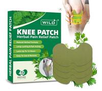 40PCS Knee Pain Relief Patches, WILD+ Natural Herbal Knee Patches for Pain Relief Patch, Wormwood Knee Pain Patches Heat Patches for Arthritis, Neck/Shoulder/Back/Joint Pain, Muscle Soreness