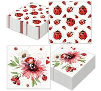 40Pcs Ladybug Disposable Paper Napkins Fancy Cute Ladybug Lunch Dinner Tableware Disposable Paper Napkin Black White Red Little Lady Beetle Flower Party Themed for Birthday Shower Party Supplies
