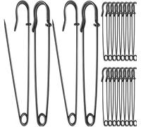 40Pcs Large Safety Pins 50mm Extra Sturdy Bulk Pins Stainless Steel Wire Safety Strong Blanket for Clothes Crafts Skirts Kilts Brooch Black