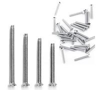 40PCS M3.5 Electrical Socket Screws, Silver Flat Head Slotted Machine Screws, Mixed Length 30mm, 35mm, 40mm, 50mm, Electrical Switch Screws for Socket & Switch Installation, Back Boxes & Faceplates