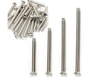 40PCS M3.5 Electrical Socket Screws, Silver Flat Head Slotted Machine Screws, Mixed Length 30mm, 40mm, 50mm, 60mm, Electrical Switch Screws for Socket & Switch Installation, Back Boxes & Faceplates
