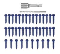 40Pcs Masonry Screws Fixing Hardware Hexagonal Head Concrete Screw Anchors with Drill Bit & Driver Easily to Install Anchors with Drill Bit & Driver