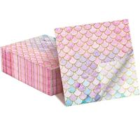 40pcs Mermaid Scales Napkins, 33 x 33 cm, Mermaid Birthday Party, Disposable Paper Napkins for Girls, Birthday Party Accessories, Decoration