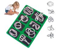 40pcs Metal Brain Teaser Puzzles Set - Metal Ring IQ puzzles Difficult Games, Metal Puzzles for Adults & Kids, Reverse Thinking Physics Mind Games for Focus & Patience, Party Challenge Toys (C-8pcs)