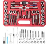 40PCS Metric & SAE Tap and Die Set, Professional Threading Tool Kit with Storage Case, Ideal Gift for Men, Dad, Handyman, DIY Lovers, for Automotive, Mechanical & Furniture Repair (Red)