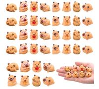 40Pcs Mini Capybara Animals Set, Mini Resin Figurines, Miniature Capybara Figures, Tiny Resin Animals Decorations for Crafts Dollhouse, DIY Garden and Micro Landscape Decor