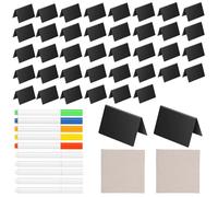 40pcs Mini Chalkboard Signs, 10x7cm Small Blackboard Sign with Pens, Double Sided Chalkboard Price Tags for Cheese Cake Board Signs/Craft Stall Display Stand Cards/Buffet Food Tags Markers