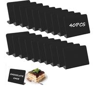40PCS Mini Chalkboard Signs, Small Black Chalk Board Sign, Food Price Tag Display Labels Sign for Buffet Bakery Menu Message Board Signs for Christmas Party Weddings - 10 x 7.5cm