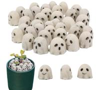 40PCS Mini Ghost Resin Figurines - Spooky White Ghost Statues for Halloween Decor, 2025 Small Resin Desktop Ornaments for Flower Pots, Potted Plants & Miniature Landscapes (40Pcs)