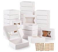 40PCS Mini Kraft Paper Boxes,GeeRic Soap Gift Box with Clear Windows 9.7*7*3CM Small Bakery Box Present Treat DIY Essential Oil Candles Cookie Boxes for Candy,Chocolate,Jewelry,Wedding Party Favor