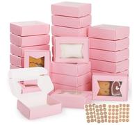40PCS Mini Kraft Paper Boxes,GeeRic Soap Gift Box with Clear Windows 9.7*7*3CM Small Bakery Box Present Treat DIY Essential Oil Candles Cookie Boxes for Candy,Chocolate,Jewelry,Wedding Party Favor